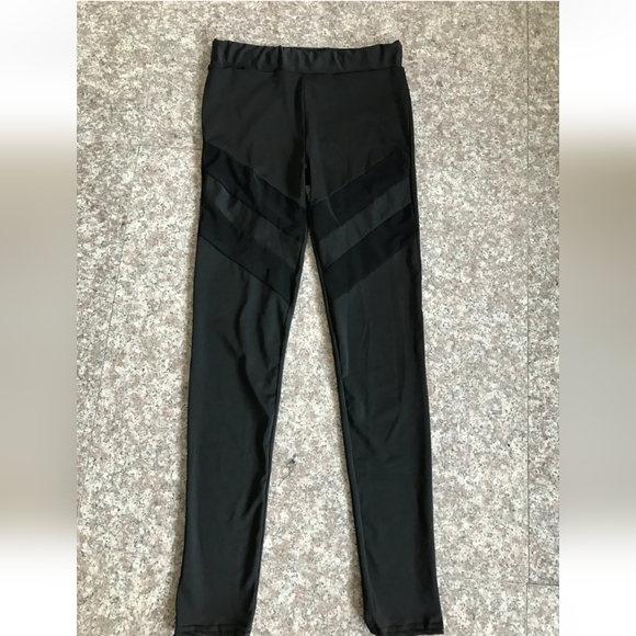 US High Waist Workout Running Gym Sport Womens Pants Fitness Black Mesh Leggings - Picture 5 of 6